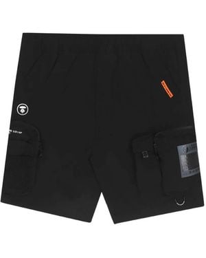 Aape By A Bathing Ape Moonface-Detail Cargo Shorts - Black