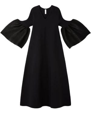CFCL Robe Côtelée À Manches Cloche - Black