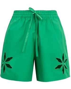 Mira Mikati Cut-Out Floral Shorts - Green