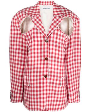 Acne Studios Single-Breasted Gingham Blazer - Red