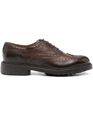 Doucal's Brogue Leather Oxford Shoes - Brown