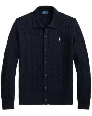 Polo Ralph Lauren Cardigan Mit Zopfmuster-Pony - Blau