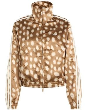 adidas Originals Light Bambi All Over Print Satin Loose Firebird Track Top Jacket - Natural