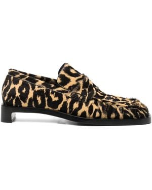 Jil Sander Leopard-Print Loafers - Black