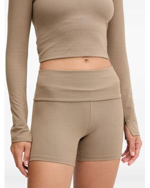 Casall Sublime Fold-Over Shorts - Brown