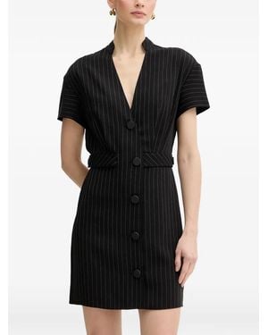 ARMANI EXCHANGE Button Striped Mini Dress - Black