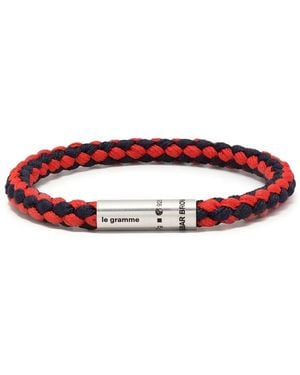 Le Gramme X Orlebar Engraved-Logo Bracelet - Red