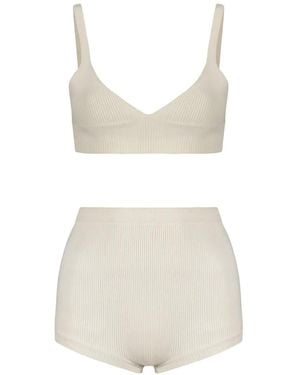 RED Valentino Set De Ropa Interior De Canalé - Blanco