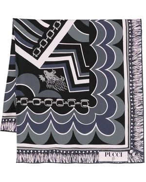 PUCCI Printed Silk Scarf - Grey