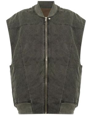 Rick Owens Jumbo Flight Oversized Denim Vest - Gray
