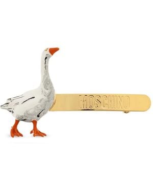Moschino Accessoire Pour Cheveux À Logo Embossé Goose - Metallic