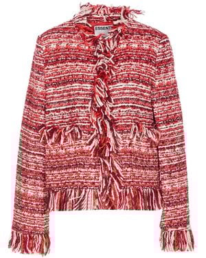 Essentiel Antwerp Iskra Jacket Fringe Detail - Red