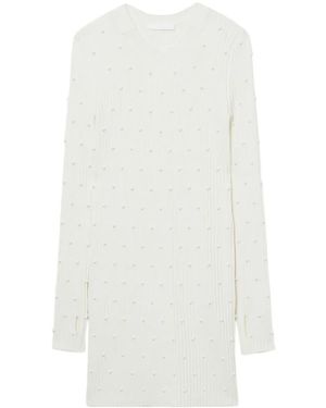 Helmut Lang Bead-Embellished Ribbed Dress - White