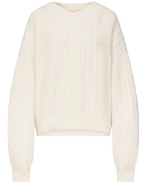 Loulou de Saison Pull Lucio En Maille Torsadée De Laine - Blanc
