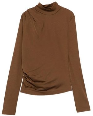 Max Mara Orme Draped Turtleneck Top - Brown