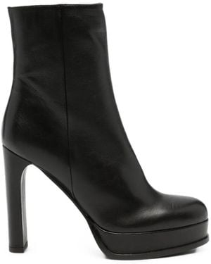 Chantal Platform Leather Ankle Boots - Black