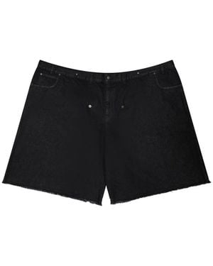 LỰU ĐẠN Maxi Raw-Cut Wide-Leg Shorts - Black