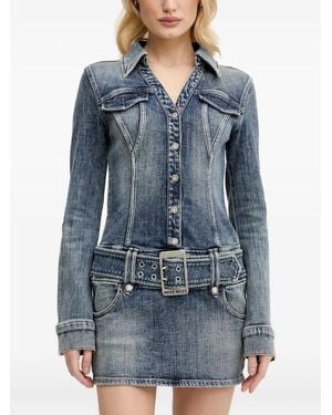 Miss Sixty Belted Denim Mini Dress - Blue