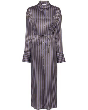 Acne Studios Striped Midi Shirt Dress - Purple