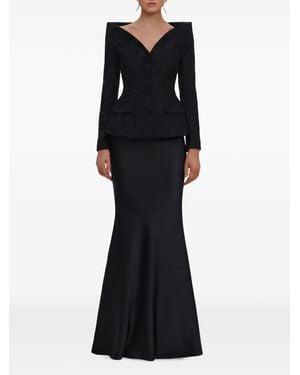 Self-Portrait Metallic Boucle Satin Maxi Dress - Black