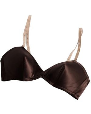 Miu Miu Sujetador con parche del logo - Marrón