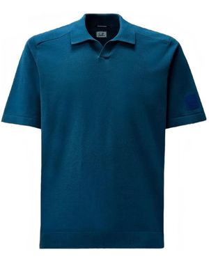 C.P. Company Metropolis Series Logo-Patch Polo Jumper - Blue