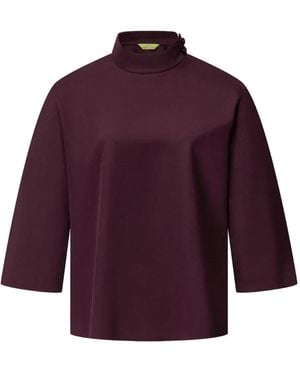 Shanghai Tang High-Neck Quarter-Sleeves Blouse - Purple