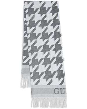 Guess Bufanda Con Motivo Pied De Poule Y Flecos - Blanco
