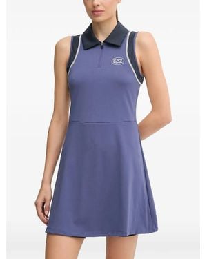 EA7 Robe Courte Tennis Pro À Col Polo - Bleu