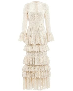 Saiid Kobeisy Ruffled Lace Maxi Dress - White