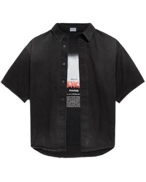 Balenciaga Layered Denim Shirt - Black