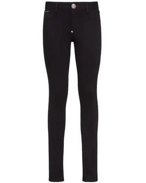 Philipp Plein Angel Wing-Embroidered Jeggings - Black