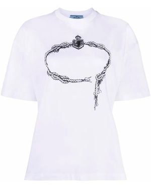 Prada Rope-print Cotton T-shirt - White