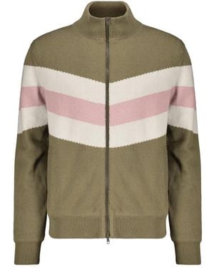 Herno Gestreifter Cardigan Mit Stehkragen - Grün