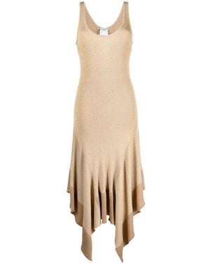 Stella McCartney Rib-knit Handkerchief-hem Dress - Natural