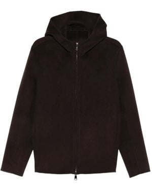 Giorgio Brato Veste Zippée En Laine À Capuche - Black
