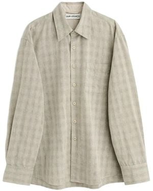 Our Legacy Chemise Above À Carreaux Et Poche Poitrine - White