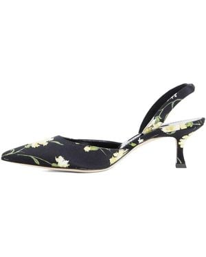 Manolo Blahnik 50Mm Carolyne Floral Slingback Pumps - Black