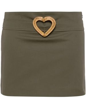 Moschino Heart-Buckle Twill Miniskirt - Green