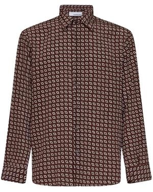 Costumein Jerome Geometric-Print Long-Sleeve Shirt - Brown