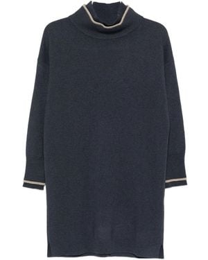 Brunello Cucinelli Geripptes Minikleid - Blau
