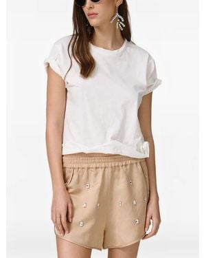 Pink Patch-Detail T-Shirt - White