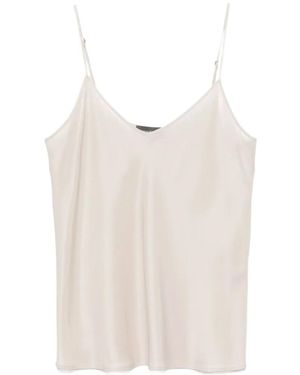 Lorena Antoniazzi Satin-Finish V-Neck Top - White