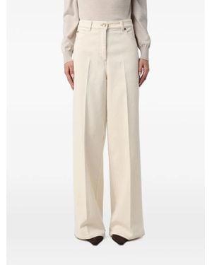 Agnona Pressed-Crease Wide-Leg Jeans - Natural