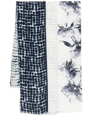 High Floral Polka-Dot Scarf - Blue