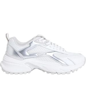 Calvin Klein Panelled Metallic-Effect Trainers - White