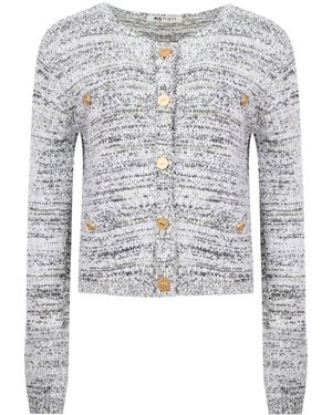 Ports 1961 Wool-Cotton Embossed Button Cardigan - Grey