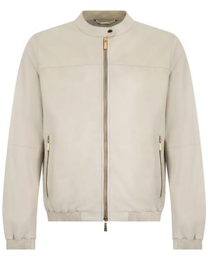 Moorer Zip-Up Leather Jacket - White