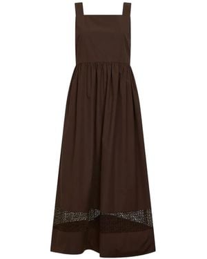 Weekend by Maxmara Lace-Insert Gathered Maxi Dress - Brown