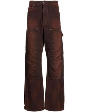Amiri Mid-Rise Cotton Jacquard Trousers - Brown